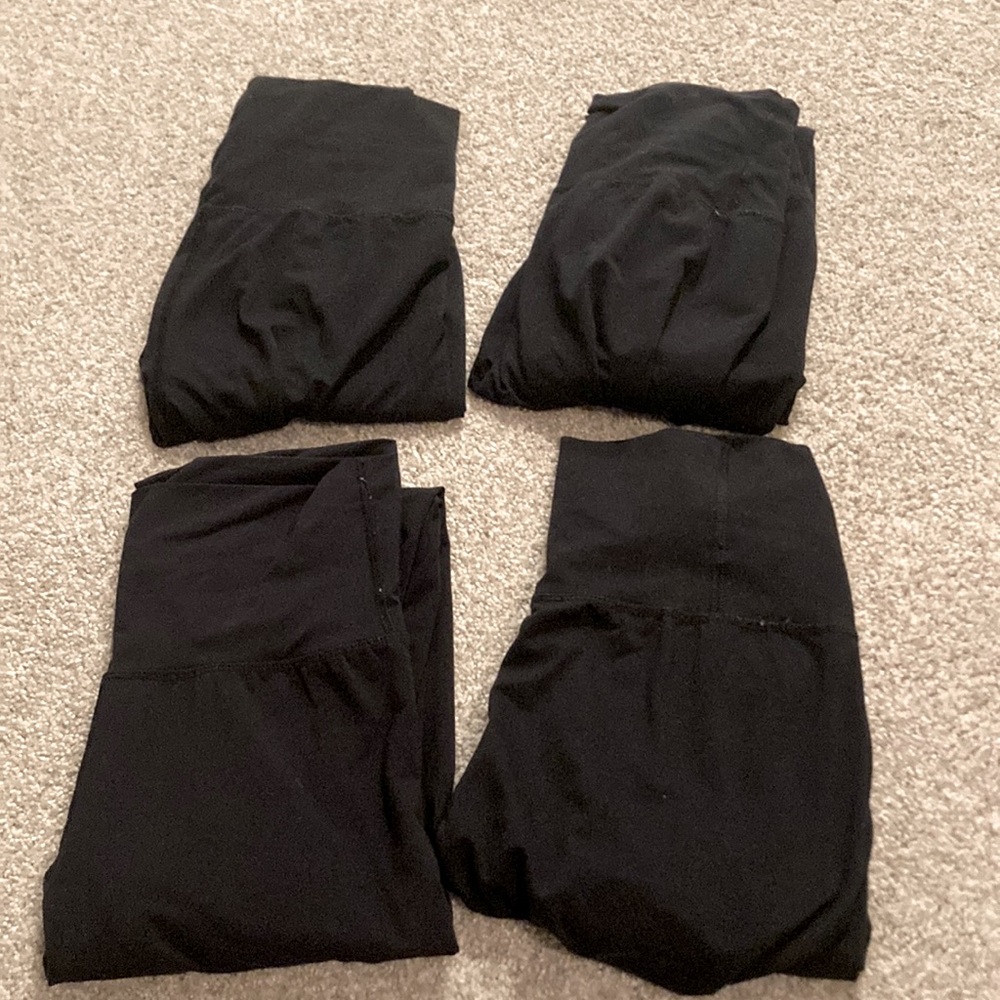 Four pairs of target brand all in motion black leggings soft girls XL 14/16